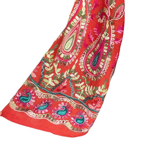 Christopher & Banks Orange Paisley Embroidered Top Sleeves Lace Shoulder LARGE - Picture 6 of 10